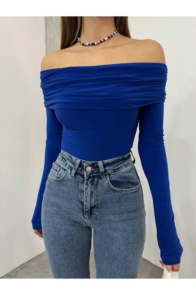 TRİKOM Γυναικεία μπλούζα με γιακά Madonna - Μακρυμάνικο