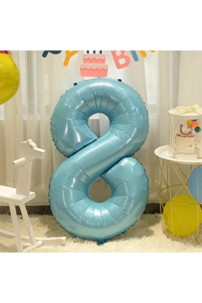SURPRISE PARTY STORE 8 Rakam Balon Mavi Renk Folyo Balon 76 cm 34 inç Helyum ...
