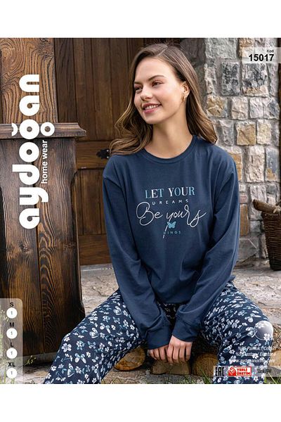 Aydoğan Aydoğan 15017 - Cotton Long Sleeve Crew Neck Pajamas Set