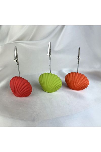 oasis decoration Oyster 3-Piece Note Holder Set (Red, Green, Orange), Photo Holder