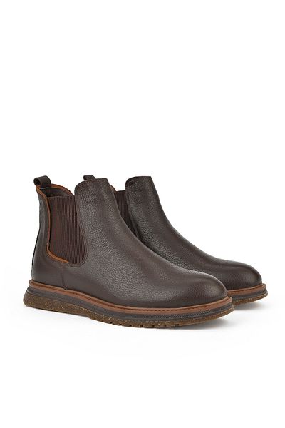 Ziya Men's Genuine Leather Boots - Brown 1431007 Zb102