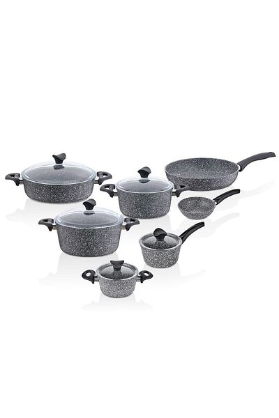 Taç MasterCook Family - 12 Piece Gray Granite Pot Set