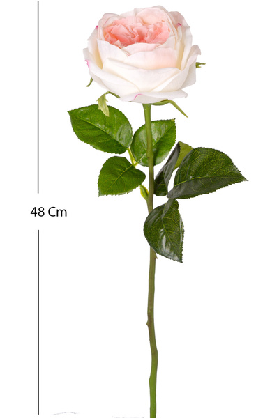 Herdekora Yapay Çiçek Islak Dokulu Gül Beyaz-Pembe 48 Cm.