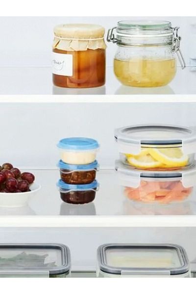 IKEA PRUTA 70 ml Plastic Storage Container Set - Transparent-Blue, Round, 3 Pieces