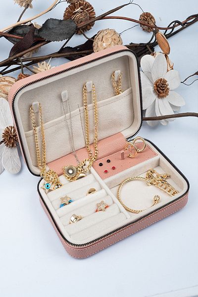 Gold Box Large Size Compartmented Organizer Jewelry Storage Box and Travel Bag Wooden Powder (21X14.5X5)