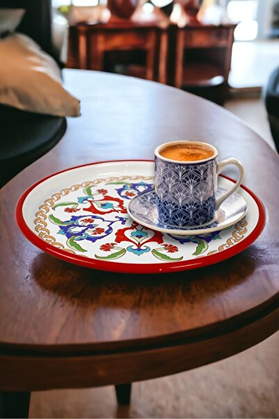 İnci Emaye 22 Cm Presentation Tray Single Serving Tray Coffee Tray Plate Presentation Plate Serving Plate Dowry