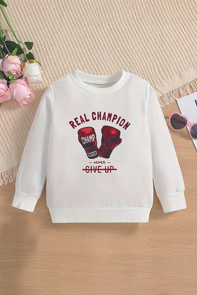 MYADA Hanorac pentru copii cu imprimeu Champion Boxer Glove - Hanorac supradimensionat 14606