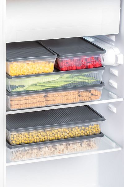 Porsima 1101 4-Piece Refrigerator Set - Anthracite Freezer-Microwave Compatible 2 Lt Freezer Storage Container