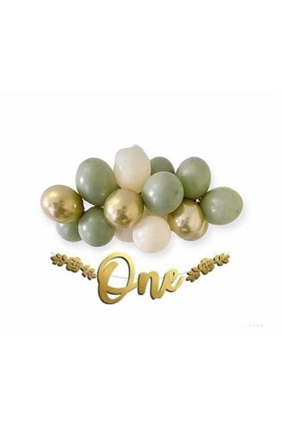 Deniz Party Store Gold One - Green Chrome, Sea Sand Balloon Mini Chain Set