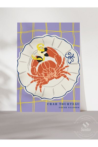 Sweetco Αφίσα Crab Tourteau χωρίς πλαίσιο |   Αφίσα κουζίνας Crab Pie