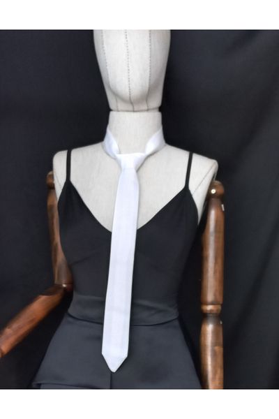 es moda shop White Unisex Satin Evening Dress - Tie Detail