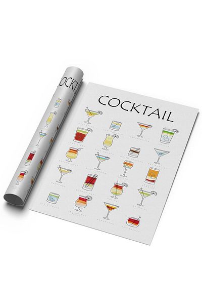 Sweetco Καλλιτεχνική αφίσα Cocktail Guide |   Κοκτέιλ Οδηγός Μπαρ Κουζίνας Αφίσα ποτών