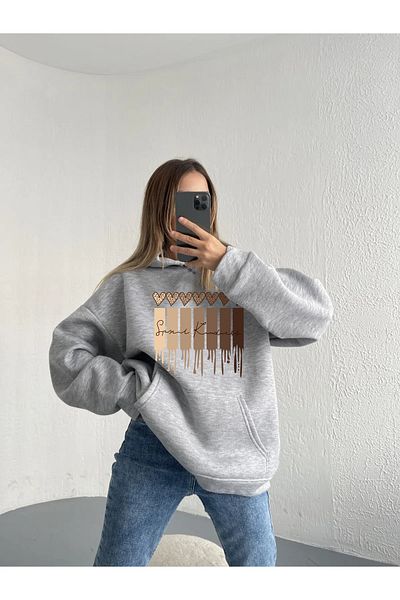 qavnas Unisex Πλεκτό φούτερ με γκρι λεοπάρ μοτίβο - 2 σχοινί