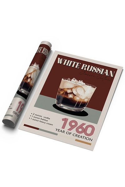 Sweetco Λευκή ρωσική αφίσα χωρίς πλαίσιο |   Αφίσα Cocktail Cocktail Kitchen Bar