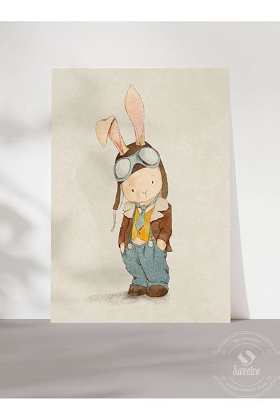 Sweetco Κομψή αφίσα Rabbit Rabbit χωρίς πλαίσιο |   Κομψή αφίσα για παιδικό δωμάτιο Rabbit Bunny Rabbit