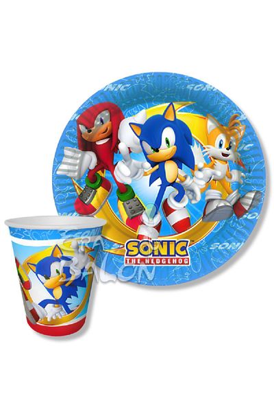 turkuaz parti 8-PACK SONIC LICENSED CARDON PLATE AND CUP SET