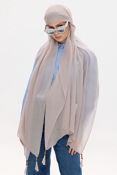 FENZA SCARF Freya Muslin Wrapped Tasseled Cotton Shawl