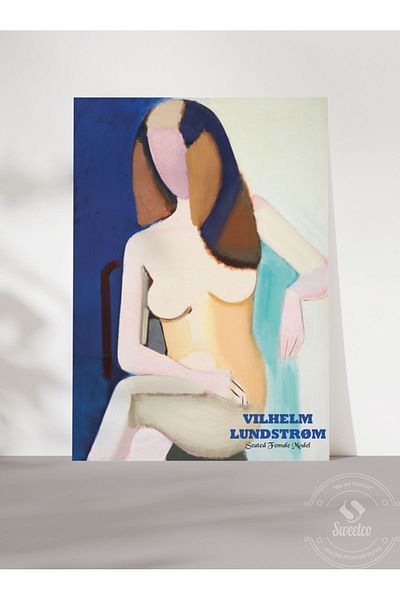 Sweetco Vilhelm Lundstrøm Καθιστό θηλυκό μοντέλο χωρίς πλαίσιο αφίσα - ζωγράφος τέχνης