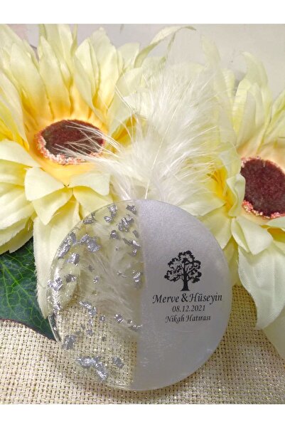 Murat Süs Yuvarlak Gümüş Epoksi Magnet Nikah Düğün Nişan Nikah Şekeri (30 ADET)