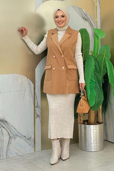 Bym Fashion Елек Taba 7889 с нулев ръкав и джоб