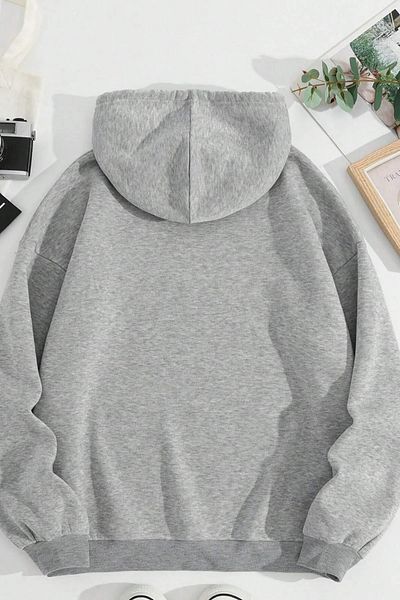 qavnas Γκρι Malibu πλεκτό ύφασμα Unisex φούτερ 2 σχοινιών - Raised