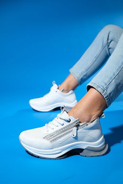 LuviShoes Pantofi sport OUDE, albi, cu fermoar, cu talpă groasă