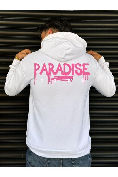 DEEPSENCE Φούτερ PARADISE Unisex Λευκή κουκούλα - Πίσω στάμπα