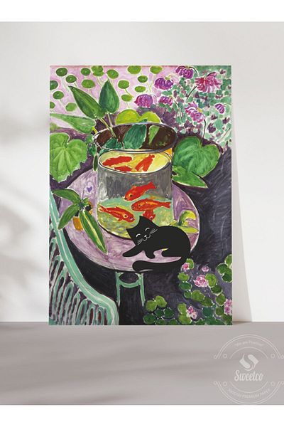 Sweetco Henri Matisse Cat Series No2 - Προσαρμογή αφίσας με γάτα χωρίς πλαίσιο