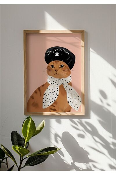 Sweetco Çerçevesiz Poster Stay Pawsitive | Kedi Poster