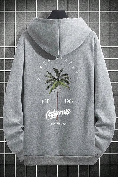qavnas Santa Barbara πλεκτό ύφασμα Unisex γκρι φούτερ - 2ip Raised