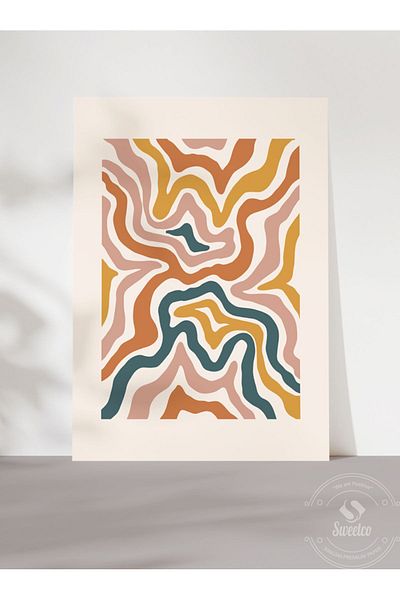 Sweetco Αφηρημένη αφίσα χωρίς πλαίσιο |    Αφίσα Abstract Waves Line Art Line