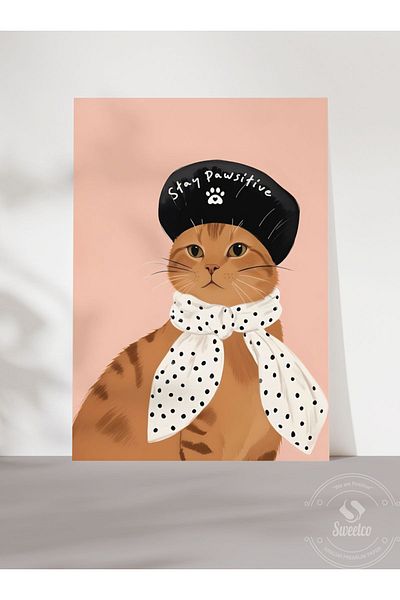 Sweetco Αφίσα γάτας - Stay Pawsitive χωρίς πλαίσιο