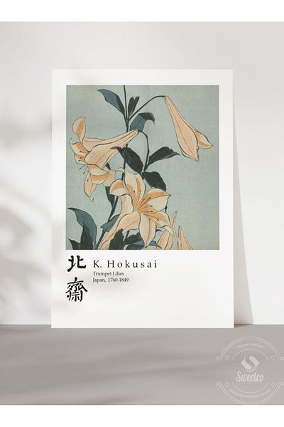 Sweetco Αφίσα Katsushika Hokusai Trumpet Lillies χωρίς πλαίσιο