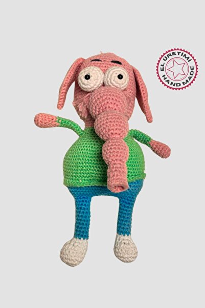 Uretti - Şerife 2540 Amigurumi Örgü Oyuncak Bebek Fil Necati Karakteri 24cm
