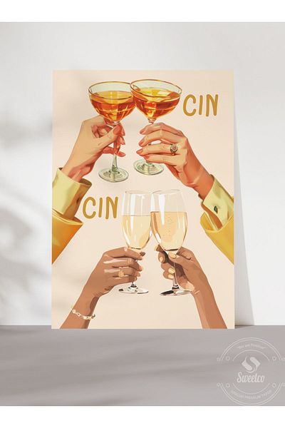 Sweetco Cheers Gin Gin Cocktail Margarita Champagne - Αφίσα χωρίς πλαίσιο
