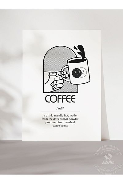 Sweetco Αφίσα με το συνθετικό άρθρο Coffee χωρίς πλαίσιο |   Τυπογραφική αφίσα καφέ μπαρ κουζίνας καφέ