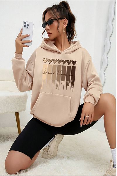 qavnas Πλεκτό φούτερ Unisex με μπεζ λεοπάρ μοτίβο - 2ip Raster