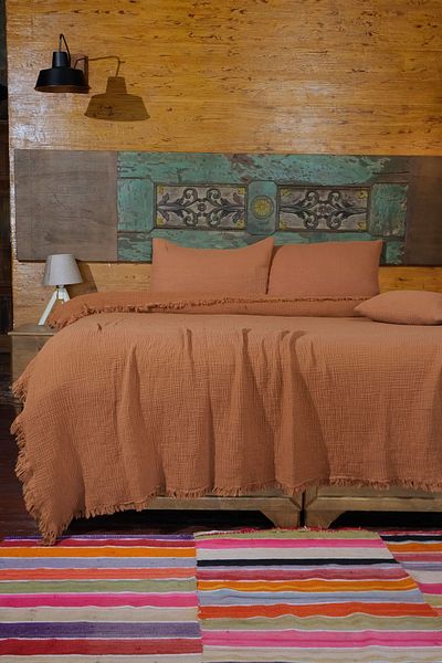 OTEXSA Tan 4 Layer Muslin Double Bedspread/Pike (260 X 220cm)