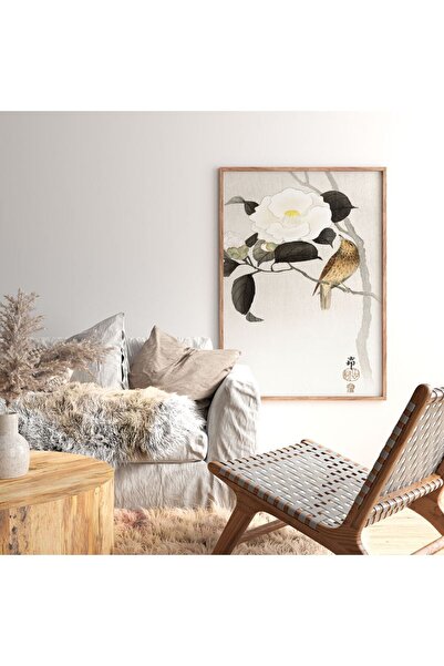 Sweetco Songbird and Flowering Camellia Çerçevesiz Poster | Japanese Japan Japon Kuş Çiçek Poster