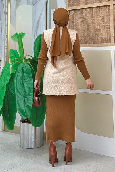 Bym Fashion سترة بجيب بدون أكمام بلون الحجر 7889