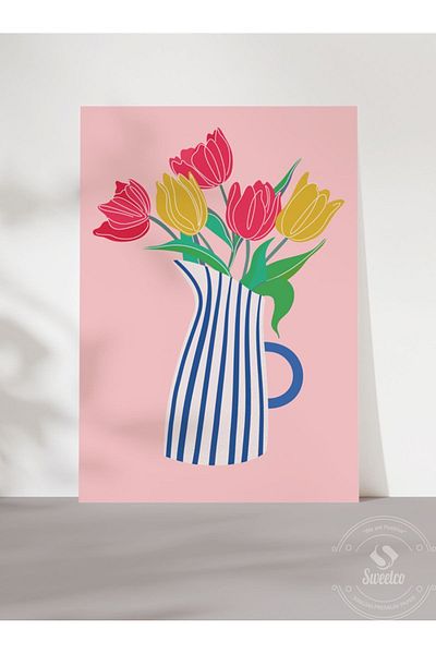 Sweetco Summer Vibes - Αφίσα χωρίς πλαίσιο, Still Life Vase Flower Botanical