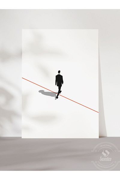 Sweetco Αφίσα χωρίς πλαίσιο Cross Red Line |   Πάρτε την κόκκινη γραμμή μέσα στην μοτιβατική αφίσα επιτυχίας