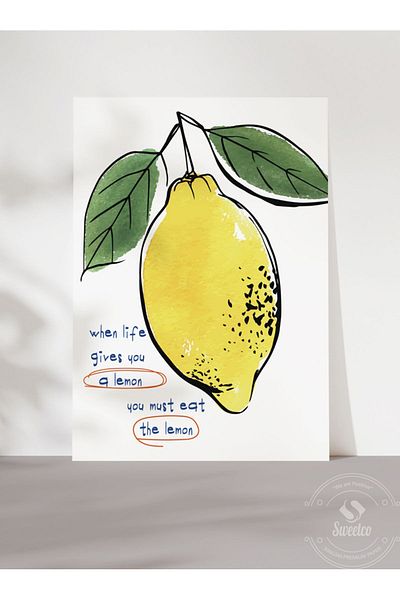Sweetco Αφίσα Eat The Lemon χωρίς πλαίσιο |   Αφίσα κουζίνας Eat Lemon