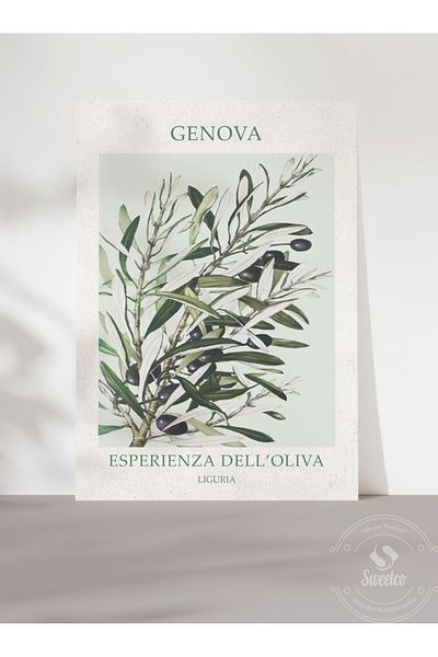 Sweetco Σετ αφίσας Genova Naples 2 τεμαχίων - Μοτίβο λουλουδιών με λεμόνι ελιάς