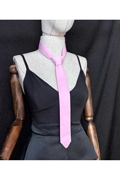 es moda shop Unisex Satin Evening Dress - Baby Pink Tie