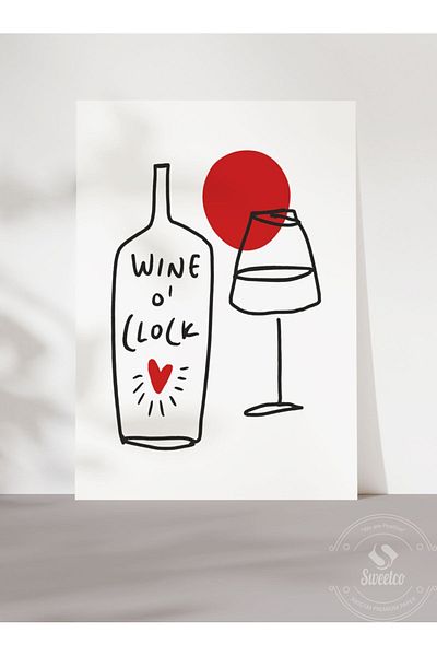 Sweetco Αφίσα Wine O'Clock χωρίς πλαίσιο |   Αφίσα Wine Time