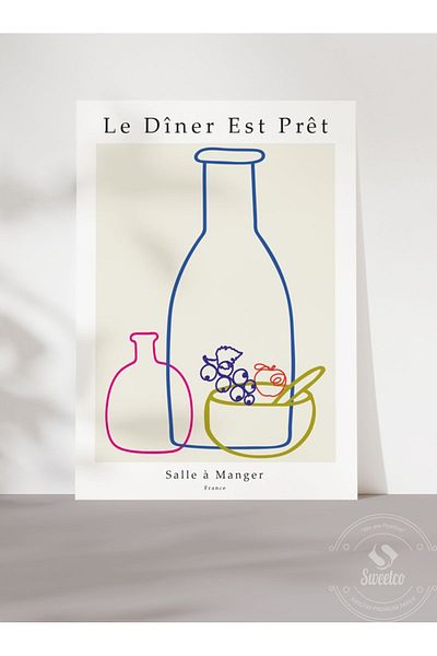 Sweetco Le Dîner est Prêt Αφίσα χωρίς πλαίσιο |   Αφηρημένη αφίσα κουζίνας