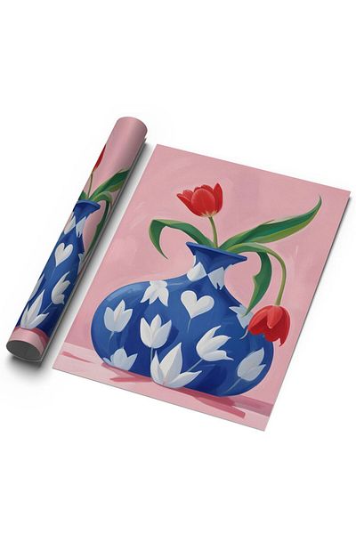 Sweetco Αφίσα Blue Tulip - Βάζο χωρίς πλαίσιο και τουλίπες