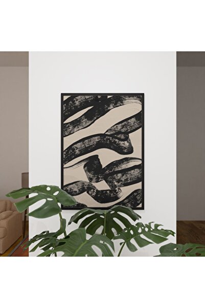 Sweetco Black Brush Strokes Çerçevesiz Poster | Abstract Soyut Poster