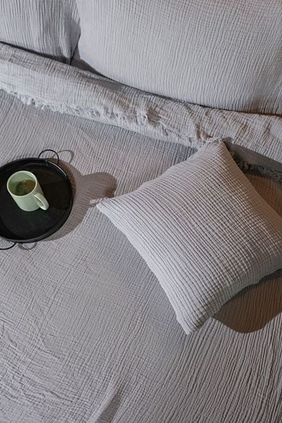 OTEXSA Light Gray 4 Layer Muslin Double Bedspread - Pike (260 X 220cm)